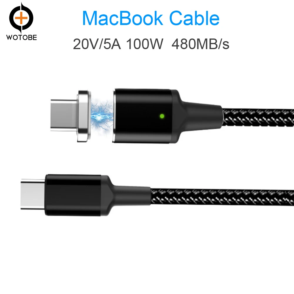 

Type-C to type-C magnetic woven fast charging data 1.8m USB-C cable 20V/5A PD E-MARK 100W for iPad/ MacBook Pro/Ari laptop