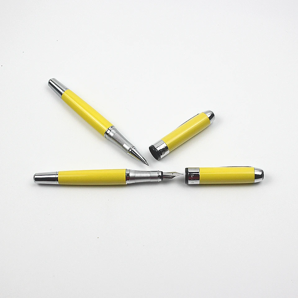 Высокое качество Iraurita Jinhao-250 авторучка полностью металлический Серебряный зажим желтые Роскошные шариковые ручки Канцтовары офисный школьный инвентарь