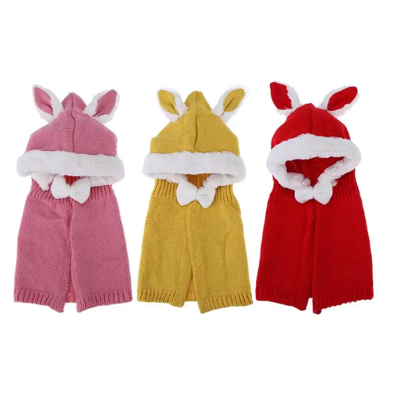 Buy Winter Knit Wool Rabbit Children Shawl Girls Baby Shawls Hooded Cowl Girl