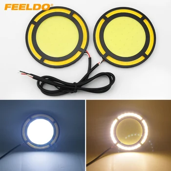 

FEELDO 10Pcs DC12V 12W COB DRL Round 72mm LED Light Car Daytime Running Light White DRL Yellow Turn Light #AM1422