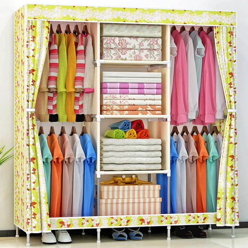 Beautiful and generous folding wardrobe reinforced dustproof wardrobe large capacity storage cloth cabinet home furniture Beautiful and generous folding wardrobe reinforced dustproof wardrobe large capacity storage cloth cabinet home furniture
