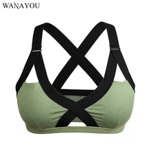 WANAYOU мягкий Для женщин спортивный бюстгальтер, без проволоки, с эффектом пуш-ап, лоскутное изделие, дышащий, высокой эластичности бюстгальтер для йоги, Фитнес для тренажерного зала, бега, спорта, топы