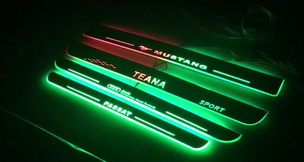 

Qirun Acrylic LED moving door scuff plate sill light colorful changing dynamic pathway lamp for ford mustang