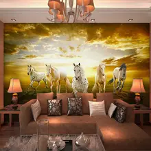 Encantador papel pintado con pradera de 3D caballos foto papel pintado murales de paisajes de pared dormitorio sofá telón de fondo como de TV decoración de la sala de arte