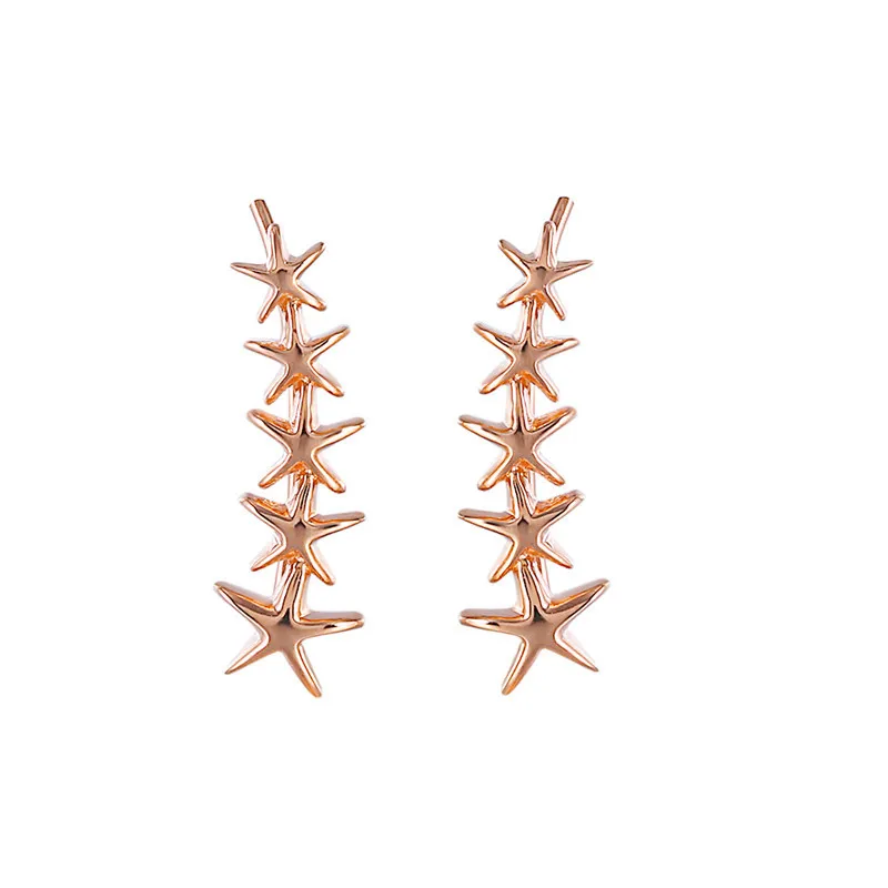 

ROMAD Starfish Earrings For Women Gold Rose Gold Ear Cuff Earring Girl Gift Clip On Earrings Fashion Jewelry R4