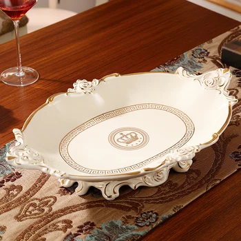 

Large luxury ceramic fruit plate living room creative European fruit plate home high-end coffee table decoration lo831255