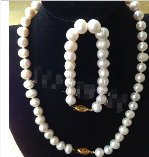 

New 9-10MM WHITE FRESHWATER PEARL NECKLACE Bracelet (A0423)