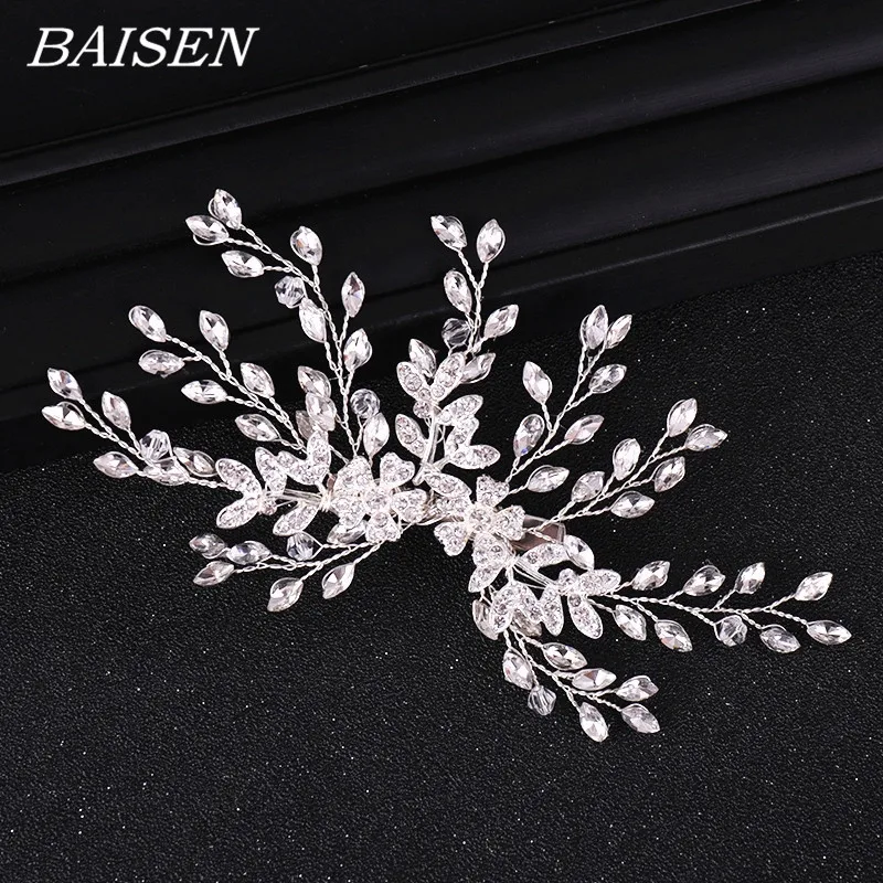 

Women Hair Clip Floral Bride Headwear Wedding Tiara Jewelry Rhinestone Bridal Hair Clip Wedding Hair Accessories Hairpins