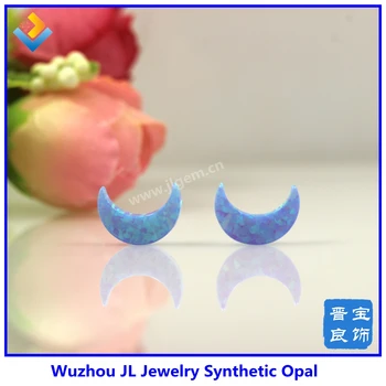 

(5pieces/lot) 8*11mm Tiny half moon opal shape Synthetic light blue op06 Opal moon for necklace with wholesale price