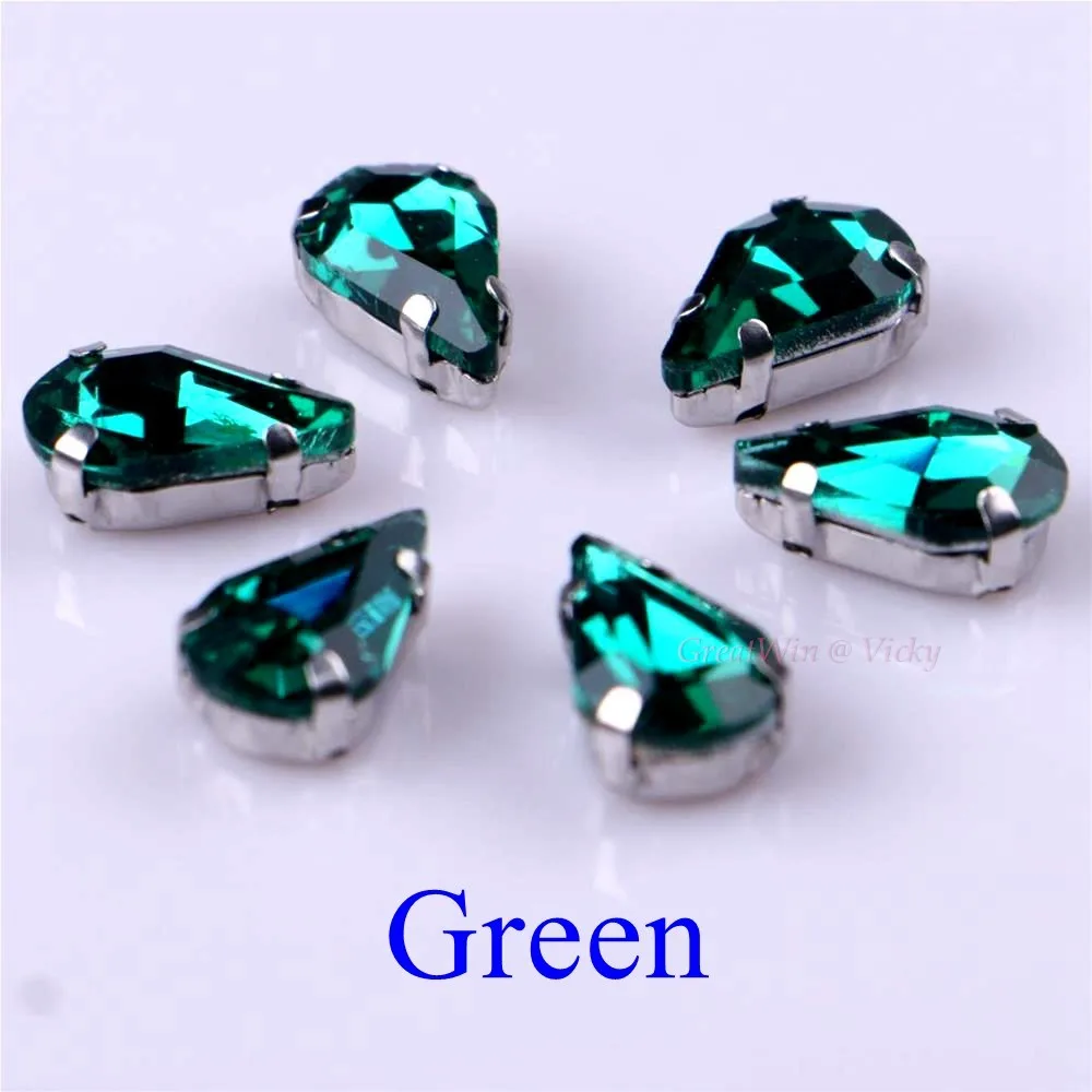 Elegant Teardrop Crystal Rhinestones with Claw Metal Base - 20 Piece Set