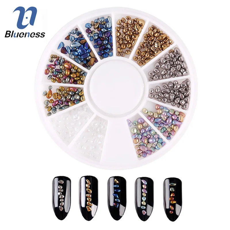 

Blueness 1Wheel 12 Mixed Color Small Chameleon Irregular Beads Rhinestone For Nail Art Decorations Stones DIY Manicure ZP315