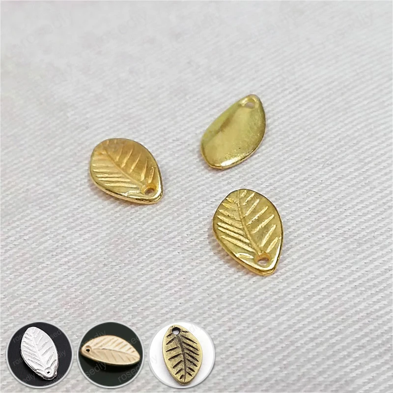 

50PCS 11*7MM Gold Color Plated Zinc Alloy Small Tree leaf Charms Pendants Diy Jewelry Findings Accessories Wholesale