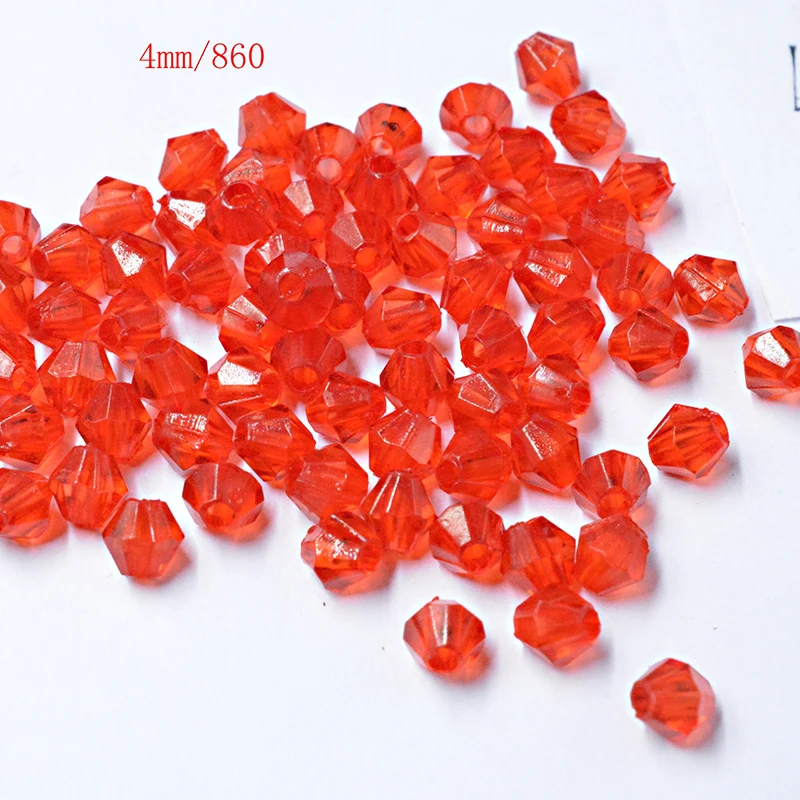 

FLTMRH 200pcs 4mm DIY Transparent Mix/ Red Rondelle Loose Spacer Round Acrylic Beads Bicone Faceted Bead Jewelry Making