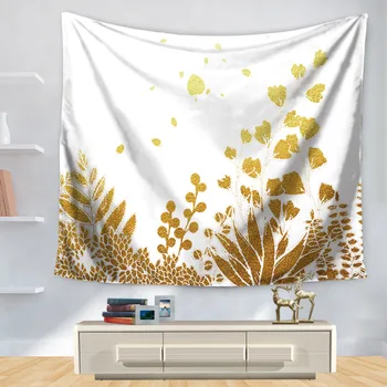 

Polyster Large Northern European Home Golden Leaf Printing Wall Hanging Carpet Carpet Decor Cloth Tapestries Hangings Home Decor
