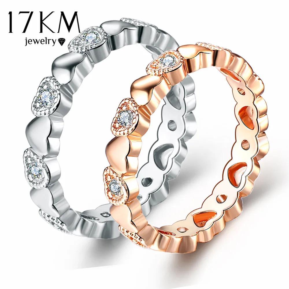 

17KM Female Endless Love Heart Rings for Women Lover 2 Color Fashion Engagement Wedding Jewelry Cubic Zirconia Ring New 2018