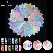 6, 12, 24 листа, дизайн ногтей, полый набор трафаретов с лазерной наклейкой, Гель-лак для ногтей, виниловый наконечник, руководство по переводу, шаблон, Набор наклеек для ногтей