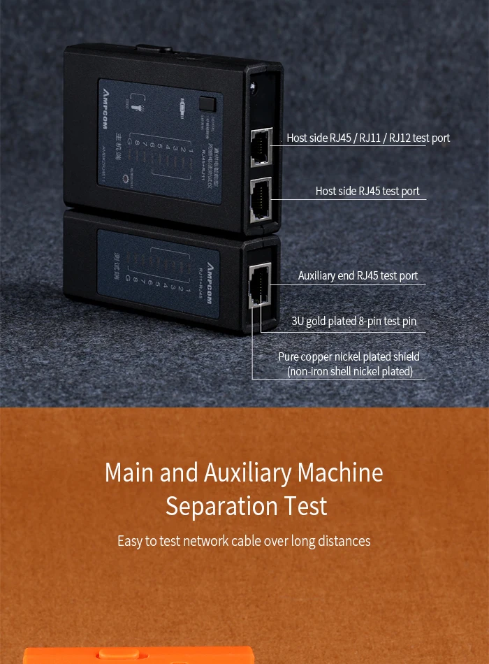 Ampcom ручная версия оранжевый сетевой кабель Тесты er детектор RJ45 RJ11 RJ12 Cat6 Cat5 Lan Ethernet кабель провод Тесты инструмент