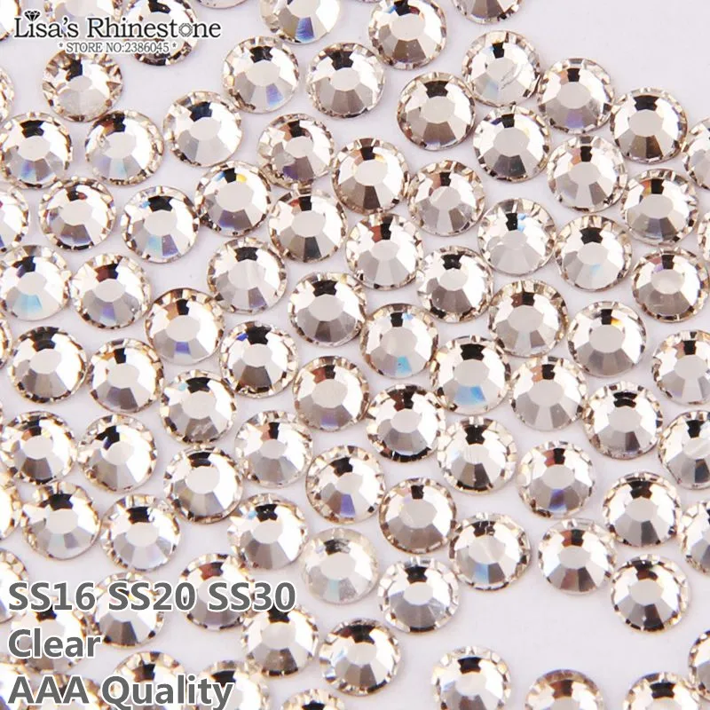 

ss16 ss20 ss30 Excellent Top Quality Clear Crystal White Nail Rhinestone Flatback Non Hotfix Rhinestones 2088 Cut Facets for DIY