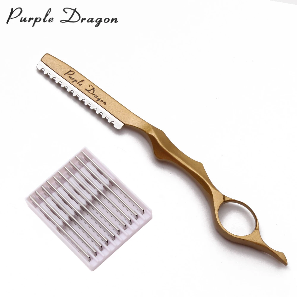 Пурпурный дракон менять лезвие Тип Ножи Sharp Парикмахерская Бритва для волос Бритва для стрижки волос Бритва Парикмахерские ножницы для прореживания Ножи добавьте 10 лезвие Z6100