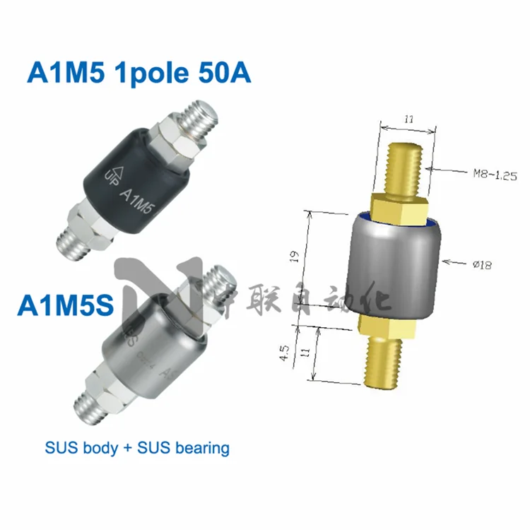 Скользящее кольцо A1M5 меркуриное скользящее кольцо 1 канал 50А вращающееся проводящее скользящее кольцо большой ток коллекционное кольцо коллектор тока
