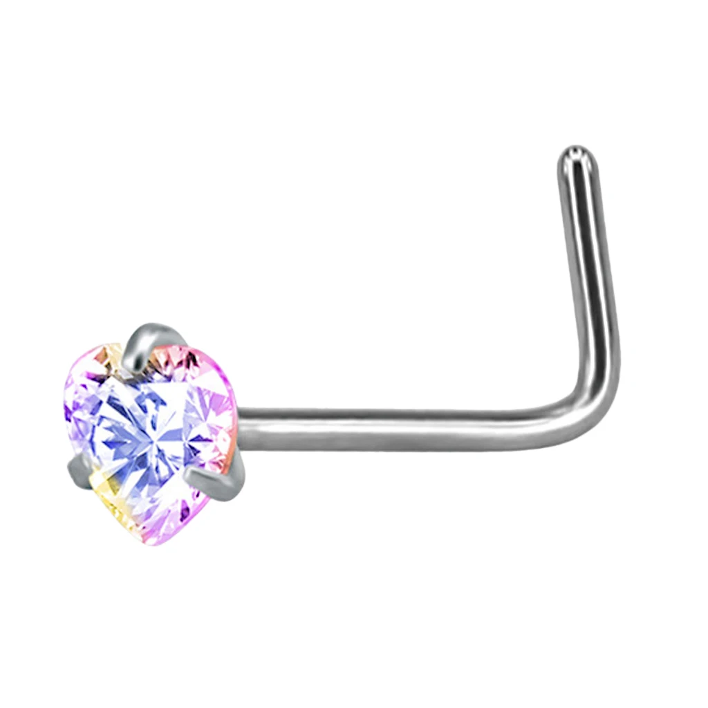 MagiDeal 9 Pieces Stainless Steel Zircon Crystal Screw Curved Nose Ring Studs Ear Body Piercing Jewelry 20G