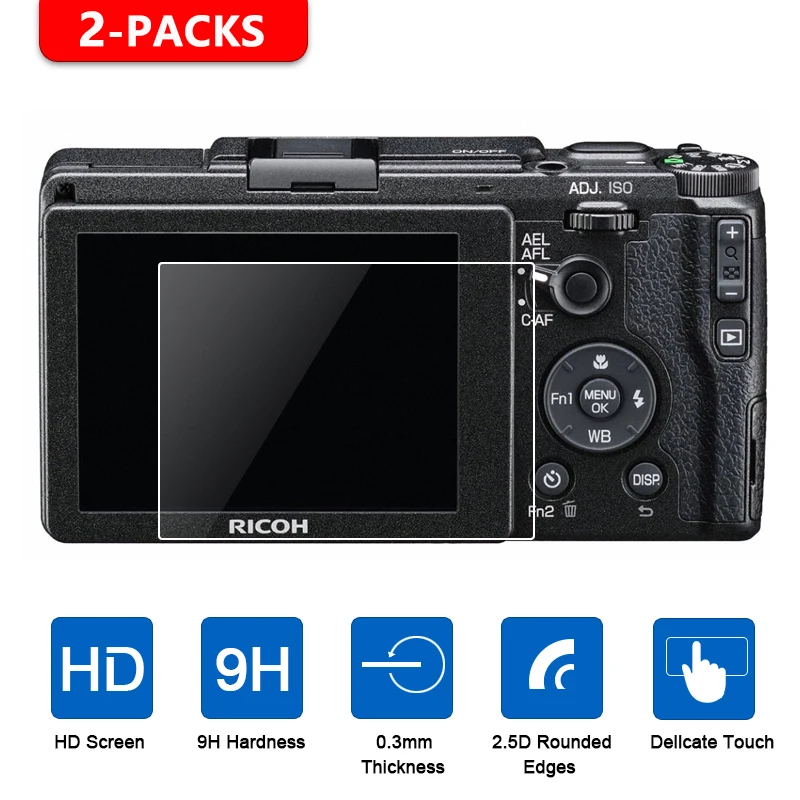 

2Pcs Tempered Glass Screen Protector for Ricoh GR GR2 GRIII GR Mark III II CX6 CX5 CX4 CX3 CX2 CX1 GR Digital IV III