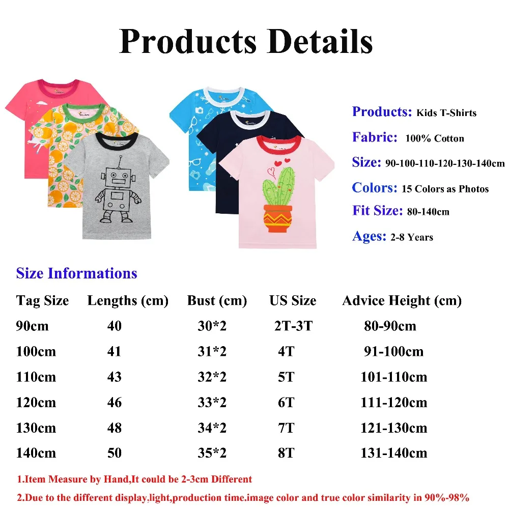 T-SHIRTS 详情和尺寸