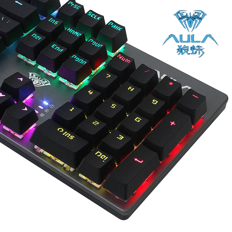 Механическая клавиатура с подсветкой игровая 104key защитой от Ghosting черный синий