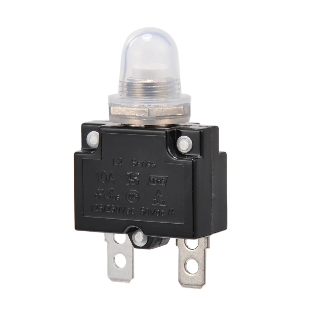 1pc 12/24V Thermal Push Button Resettable Circuit Breaker Panel Mount 5A/10A/15A/20A/30A For Automotive Industrial Marine