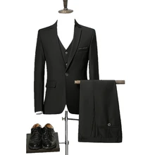 2017 Men Slim Fit Suits men’s Wedding Suits With Pants Business Mens Formal Wear High quality casual suits(Jacket+Vest+Pants)