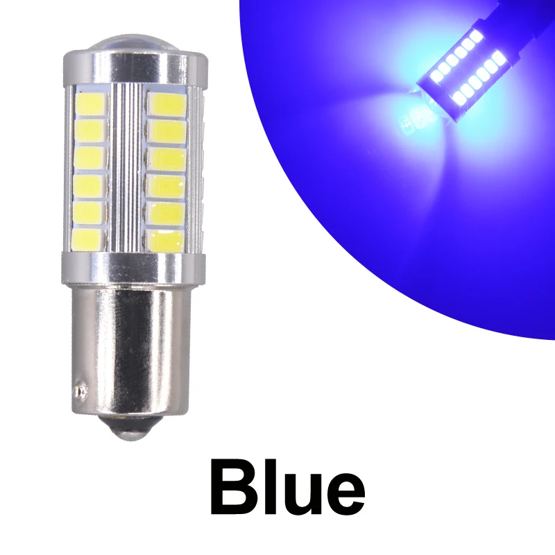 Синий 10 шт P21W 1156 BA15s 33 светодиодный 5630 SMD задний автомобильный передней указатели поворота стояночные Фонарь Белый Красный Янтарный - Испускаемый цвет: Синий