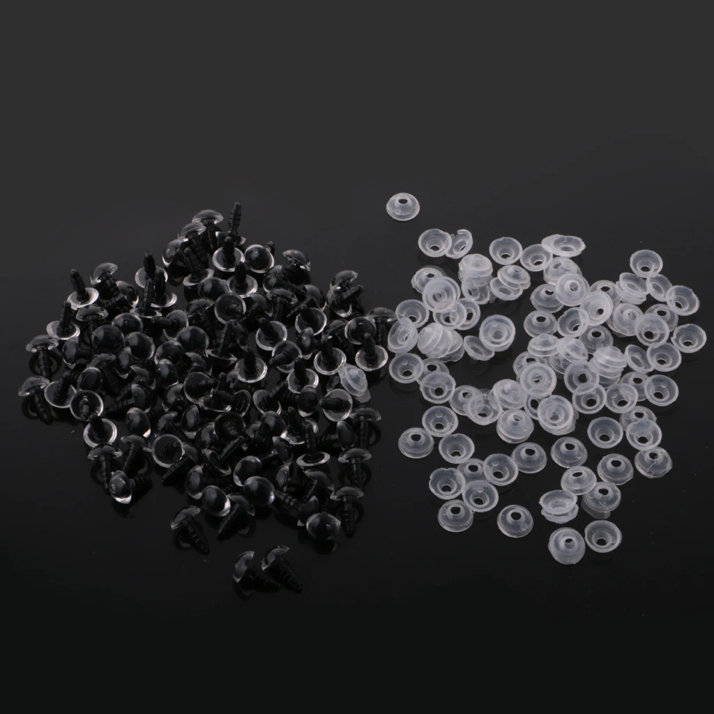 200pcs Clear Plastic Safety Eyes for Teddy Bear Doll Puppet DIY Making Craft - 10mm 12mm