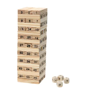 2016 New Wooden Tower Wood Building Blocks Toy Domino 54 +4pcs Stacker Extract Building Educational Game Gift