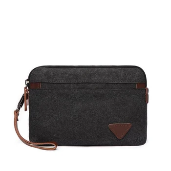 

New 2019 Canvas Men's Handbags Multifunctional Men's Wrist Tote High Capacity Phone Purse Portable Male Bags