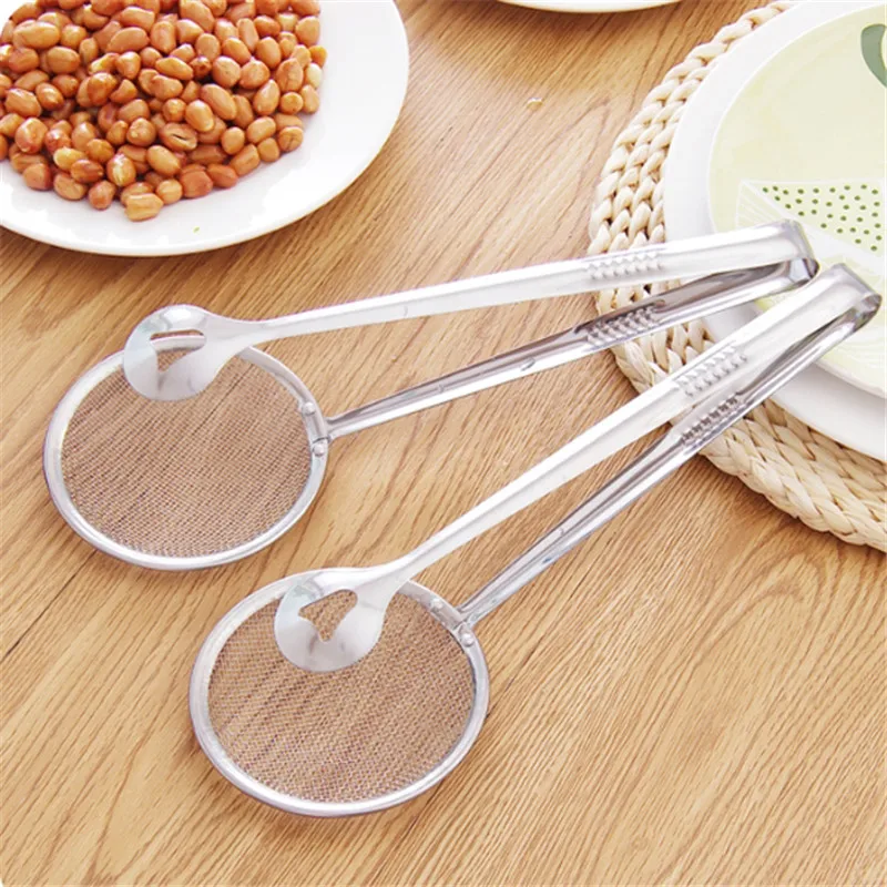 Kichen Steel Food Clip Snack Fryer Strainer Fried Tong Frying Mesh Colander Filter Oil Drainer BBQ Buffet Serving Tongs
