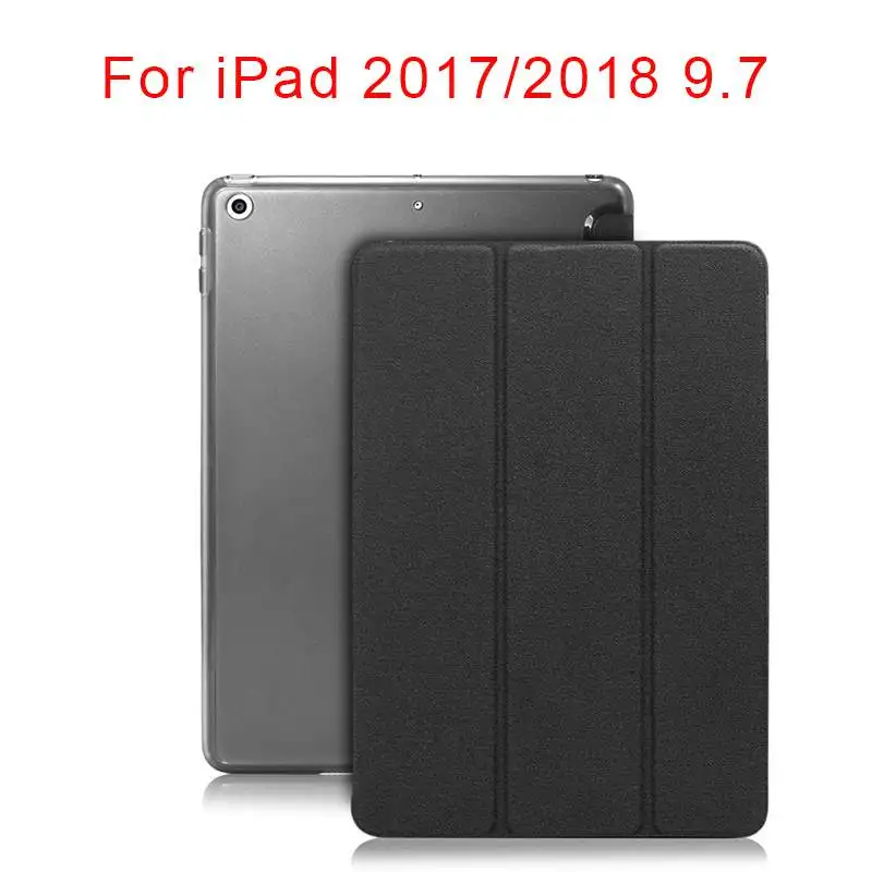 Чехол для iPad 11/12. 9/9. 7, кожаный Ultra Slim Smart Sleep Tri-fold задняя крышка для iPad Pro 11 12,9 дюймов чехол Funda - Цвет: 9.7-black