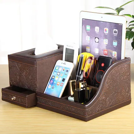 luxury drawer antiqu PU Leather Multifunction Tissue Box Napkin Paper Holder Table Desktop Remote Control Storage Case Organizer - Цвет: luxury drawer antiqu