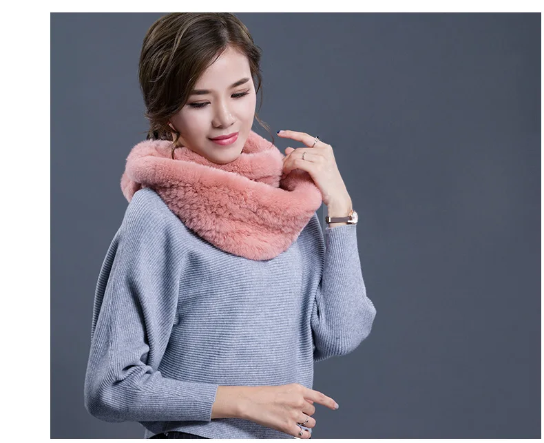 New Women's Natural Fur Shawls Wraps Genuine Rabbit Fur Neck Scarf High Quality Real Fur Scarves For Women (11)