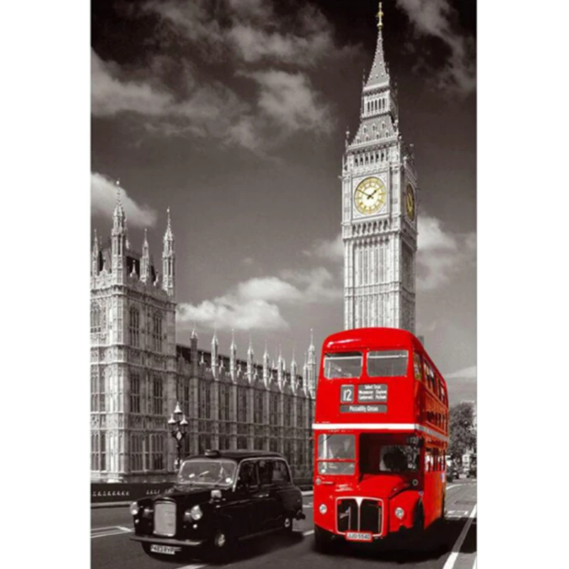 

Diamond Painting London Red Bus Decorative Image of Rhinestone Pattern Diamond Cross Stitch Embroidery