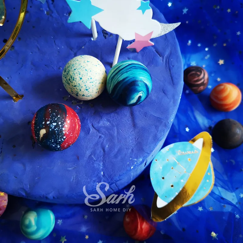 Золото белый земля самолет звезда облако космический корабль торт Топпер для вечерние украшения десерт прекрасные подарки