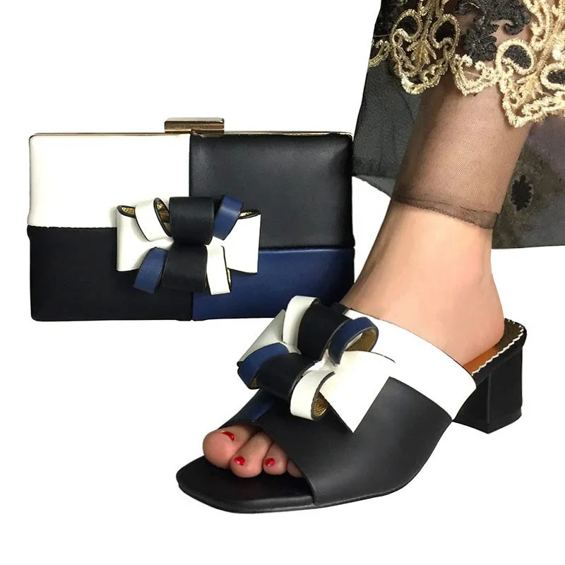 

Black and White Party Shoes and Bag Set Women Shoes and Bag Set In Italy Design Italian Shoes with Matching Bag Set Decorated