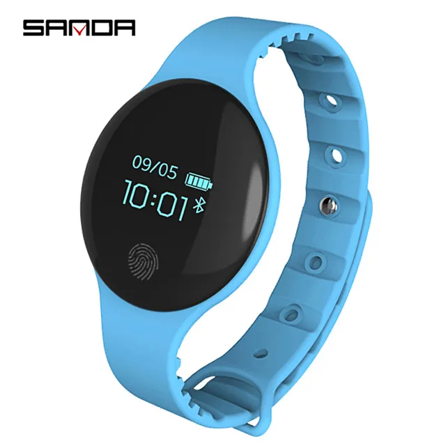 SANDA Смарт Bluetooth 4,0 Шагомер Браслет часы Спорт светодиодный цифровые Мягкие силиконовые умные часы для IOS Android напоминание о сообщениях - Цвет: blue