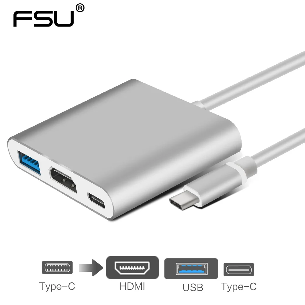 

3-in-1 Thunderbolt 3 USB Type C USB 3.1 to HDMI 1080p USB3.0 USB 3.1 adapter converter cable for macbook chronebook pixel