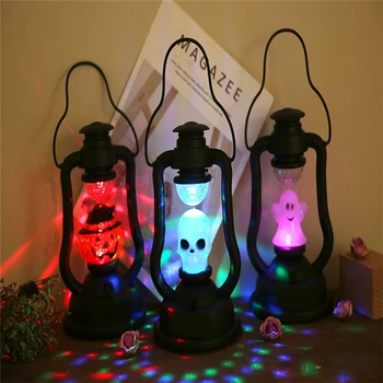 

Halloween Pumpkin Ghost Skull Kerosene Light With Ghost Scream Multi-color Flashing Lamp Home Holiday Halloween Decoration