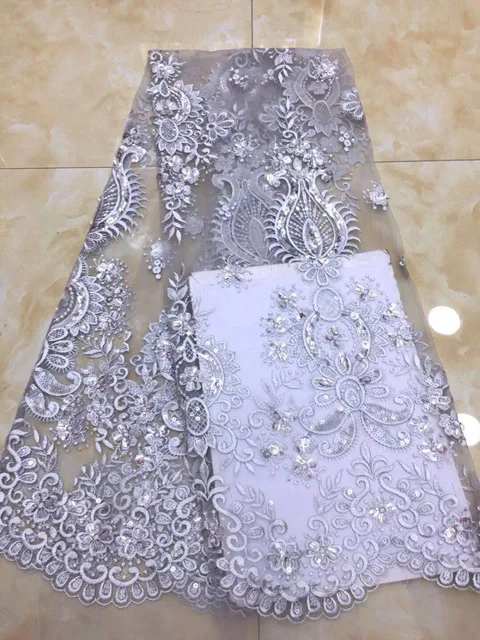 

2018 New Style African French Lace Fabric High Quality With Sequins Nigerian Embroidery Tulle Laces