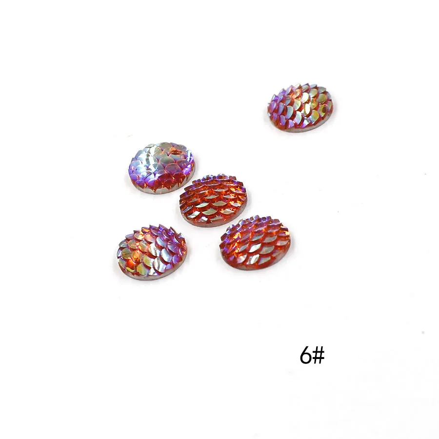 Round Fish Scale Resin Rhinestone Clasp Flat Base 12mm Ab Color Supplies For Jewelry Making Diy Hand Made Accessories Jewelry Findings