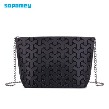 

2019 New Women Chain Shoulder Bag Matte Bao Bag Fashion Geometry Messenger Bags Plain Folding Crossbody Bags Clutch bolso sac