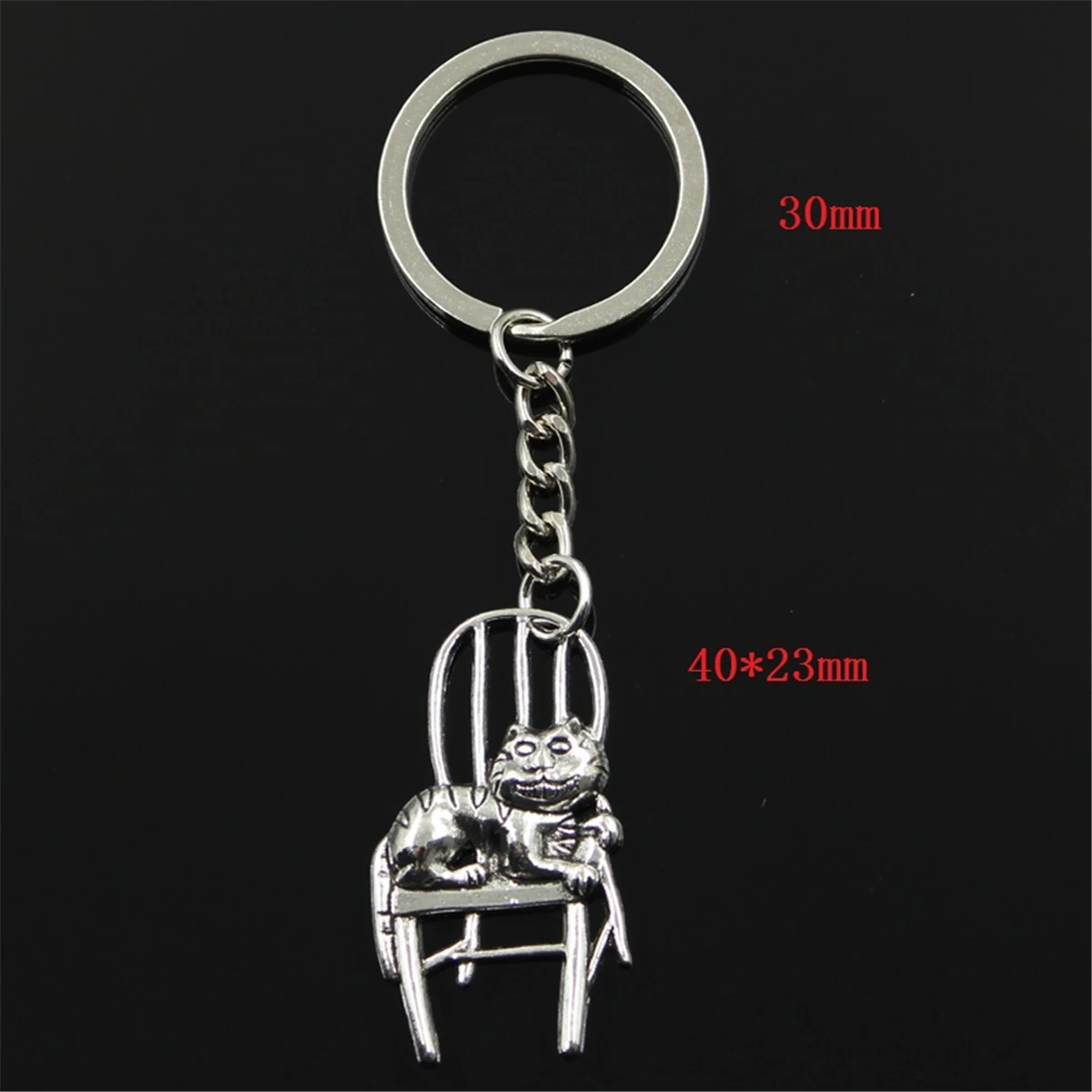 Fashion lazy cat lying in chair 40*23mm Pendant 30mm Key Ring Metal Chain Silver Men Car Gift Souvenirs Keychain Dropshipping