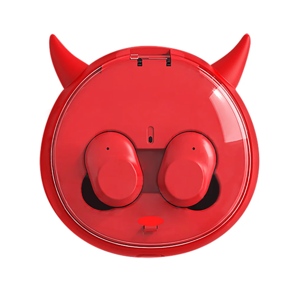 

Demon Wireless Headphones Twins Earphone Bluetooth Headset TWS Earbuds With Charge Box With Mic Noise Cancel Cartoon Gift