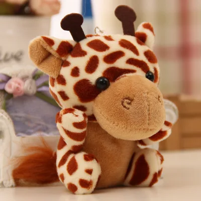 10 см милая мягкая кукла дикие животные Тигр Слон Обезьяна Лев Жираф леопард плюшевые игрушки лучшие подарки для детей брелок кулон - Цвет: Giraffe